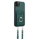 For iPhone 11 Pro Max R20 Crossbody Rope Ring Card Holder Phone Case(Green) - 3