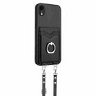 For iPhone XR R20 Crossbody Rope Ring Card Holder Phone Case(Black) - 3