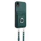 For iPhone XR R20 Crossbody Rope Ring Card Holder Phone Case(Green) - 3