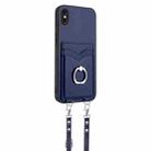 For iPhone XS Max R20 Crossbody Rope Ring Card Holder Phone Case(Blue) - 3