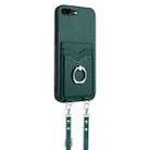 For iPhone 8 Plus / 7 Plus R20 Crossbody Rope Ring Card Holder Phone Case(Green) - 3