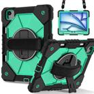 For iPad Air 11 2024 Contrast Color Robot Silicone Hybrid PC Tablet Case(Black Mint Green) - 1