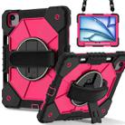 For iPad Air 11 2024 Contrast Color Robot Silicone Hybrid PC Tablet Case(Black Rose Red) - 1