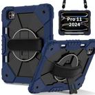 For iPad Pro 11 2024 Contrast Color Robot Silicone Hybrid PC Tablet Case(Navy Black) - 1