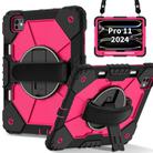 For iPad Pro 11 2024 Contrast Color Robot Silicone Hybrid PC Tablet Case(Black Rose Red) - 1