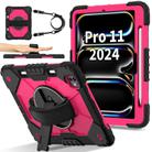 For iPad Pro 11 2024 Contrast Color Robot Silicone Hybrid PC Tablet Case(Black Rose Red) - 2