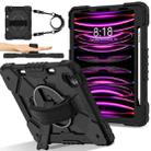 For iPad Air 5 / 4 / Pro 11 Contrast Color Robot Silicone Hybrid PC Tablet Case(Black) - 2
