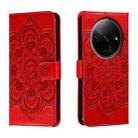 For Xiaomi Redmi A3 Sun Mandala Embossing Pattern Phone Leather Case(Red) - 1