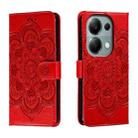 For Xiaomi Redmi Note 13 Pro 4G Sun Mandala Embossing Pattern Phone Leather Case(Red) - 1