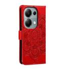 For Xiaomi Redmi Note 13 Pro 4G Sun Mandala Embossing Pattern Phone Leather Case(Red) - 3