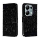 For Xiaomi Redmi Note 13 Pro 4G Sun Mandala Embossing Pattern Phone Leather Case(Black) - 1