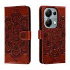 For Xiaomi Redmi Note 13 Pro 4G Sun Mandala Embossing Pattern Phone Leather Case(Brown) - 1