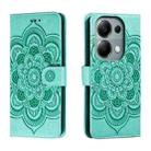 For Xiaomi Redmi Note 13 Pro 4G Sun Mandala Embossing Pattern Phone Leather Case(Green) - 1