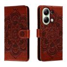 For Xiaomi Redmi Note 13 4G Sun Mandala Embossing Pattern Phone Leather Case(Brown) - 1