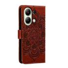 For Xiaomi Redmi Note 13 4G Sun Mandala Embossing Pattern Phone Leather Case(Brown) - 3