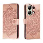 For Xiaomi Redmi Note 13 4G Sun Mandala Embossing Pattern Phone Leather Case(Rose Gold) - 1