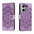 For Xiaomi Redmi Note 13 4G Sun Mandala Embossing Pattern Phone Leather Case(Purple) - 1