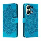 For Xiaomi Redmi Note 13 4G Sun Mandala Embossing Pattern Phone Leather Case(Blue) - 1