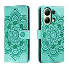 For Xiaomi Redmi Note 13 4G Sun Mandala Embossing Pattern Phone Leather Case(Green) - 1