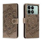 For Xiaomi Redmi K70E Sun Mandala Embossing Pattern Phone Leather Case(Grey) - 1