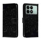 For Xiaomi Redmi K70E Sun Mandala Embossing Pattern Phone Leather Case(Black) - 1