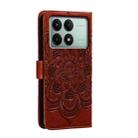 For Xiaomi Redmi K70E Sun Mandala Embossing Pattern Phone Leather Case(Brown) - 3