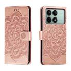 For Xiaomi Redmi K70E Sun Mandala Embossing Pattern Phone Leather Case(Rose Gold) - 1