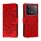 For Xiaomi Redmi Note 13R Pro Sun Mandala Embossing Pattern Phone Leather Case(Red) - 1