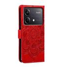 For Xiaomi Redmi Note 13R Pro Sun Mandala Embossing Pattern Phone Leather Case(Red) - 3