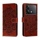 For Xiaomi Redmi Note 13R Pro Sun Mandala Embossing Pattern Phone Leather Case(Brown) - 1