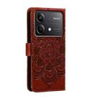 For Xiaomi Redmi Note 13R Pro Sun Mandala Embossing Pattern Phone Leather Case(Brown) - 3