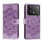 For Xiaomi Redmi Note 13R Pro Sun Mandala Embossing Pattern Phone Leather Case(Purple) - 1