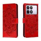 For Xiaomi Redmi K70 Sun Mandala Embossing Pattern Phone Leather Case(Red) - 1