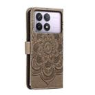 For Xiaomi Redmi K70 Sun Mandala Embossing Pattern Phone Leather Case(Grey) - 3