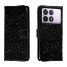 For Xiaomi Redmi K70 Sun Mandala Embossing Pattern Phone Leather Case(Black) - 1