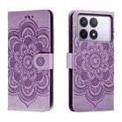 For Xiaomi Redmi K70 Sun Mandala Embossing Pattern Phone Leather Case(Purple) - 1