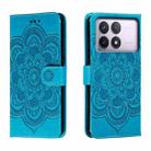 For Xiaomi Redmi K70 Sun Mandala Embossing Pattern Phone Leather Case(Blue) - 1