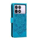 For Xiaomi Redmi K70 Sun Mandala Embossing Pattern Phone Leather Case(Blue) - 3