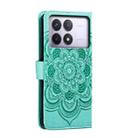 For Xiaomi Redmi K70 Sun Mandala Embossing Pattern Phone Leather Case(Green) - 3