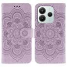 For Redmi Note14 4G 163.25mm Sun Mandala Embossing Pattern Phone Leather Case(Purple) - 1
