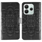 For Redmi Note 14 4G 164.84mm Sun Mandala Embossing Pattern Phone Leather Case(Black) - 1