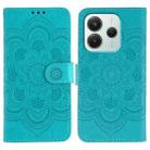 For Redmi Note 14 5G Sun Mandala Embossing Pattern Phone Leather Case(Blue) - 1