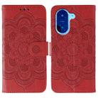 For Redmi A5 4G 171.7mm / Poco C71 4G Sun Mandala Embossing Pattern Phone Leather Case(Red) - 1