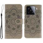 For Xiaomi 15 Sun Mandala Embossing Pattern Phone Leather Case(Grey) - 1