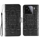 For Xiaomi 15 Sun Mandala Embossing Pattern Phone Leather Case(Black) - 1