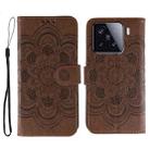 For Xiaomi 15 Sun Mandala Embossing Pattern Phone Leather Case(Brown) - 1