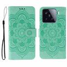 For Xiaomi 15 Sun Mandala Embossing Pattern Phone Leather Case(Green) - 1
