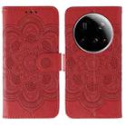 For Xiaomi 15 Ultra Sun Mandala Embossing Pattern Phone Leather Case(Red) - 1