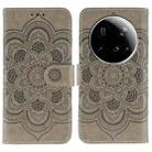 For Xiaomi 15 Ultra Sun Mandala Embossing Pattern Phone Leather Case(Grey) - 1