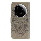 For Xiaomi 15 Ultra Sun Mandala Embossing Pattern Phone Leather Case(Grey) - 3